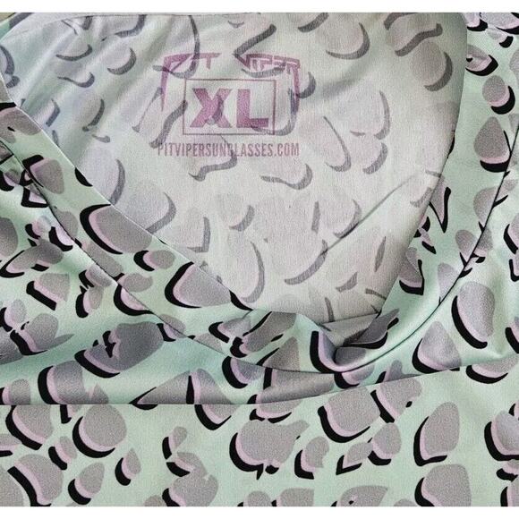 Pit Viper (Mens Size XL) Green Spotted Cheetah Print Short Sleeve Stretch Shirt - Picture 4 of 8
